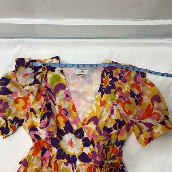 J.Crew Women’s Floral,Ruffle,Wrap,Cotton Top. Size- Large & Short Pants. Size-12 - Picture 3 of 16